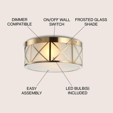 Cadence Drum Metal/Glass Flush Mount - JONATHAN Y